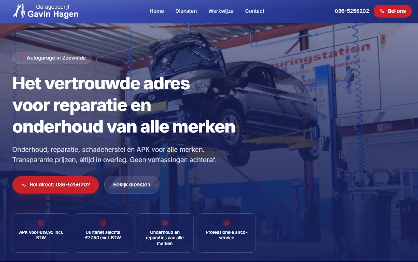 Garagebedrijf Gavin Hagen, Website